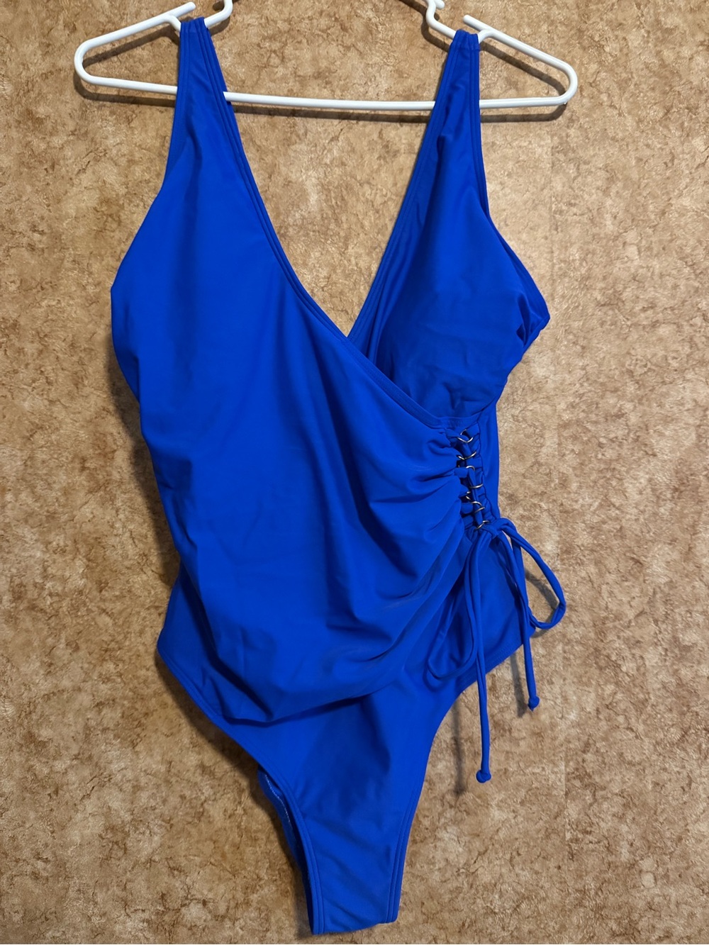 Women’s Royal Blue One-Piece Swimsuit with Side Lace-Up
